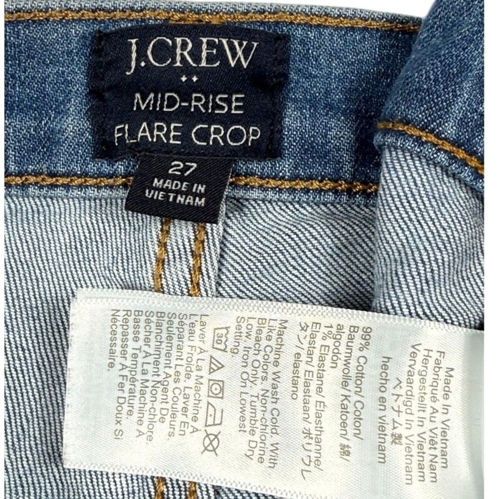 J. Crew Mid-Rise Flare Crop Jeans Womens 27 Blue Medium Wash Stretch Denim - Picture 3 of 6
